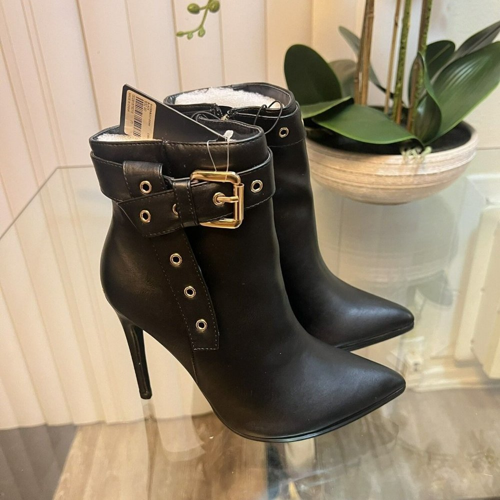 COPY - Women Black Ankle Boots Dress Shoes Women High Heel’s Gold Decoration Si…